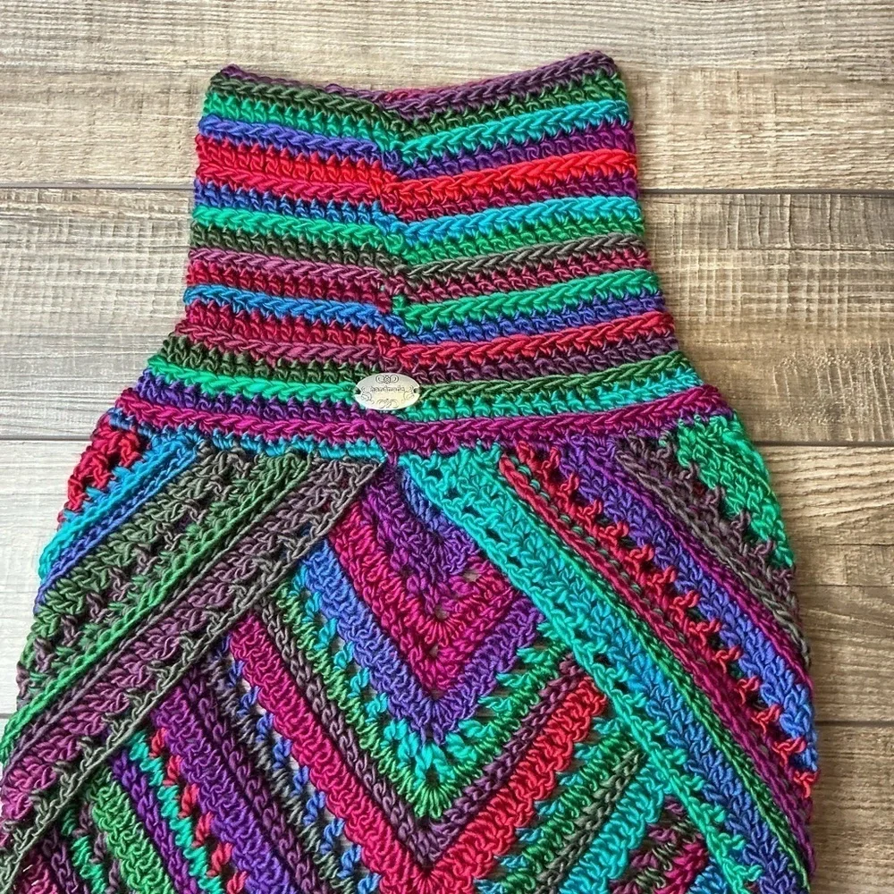 Handcrafted Crochet Cowl Neck Scarf With Fringe New Handmade by Seller Knit